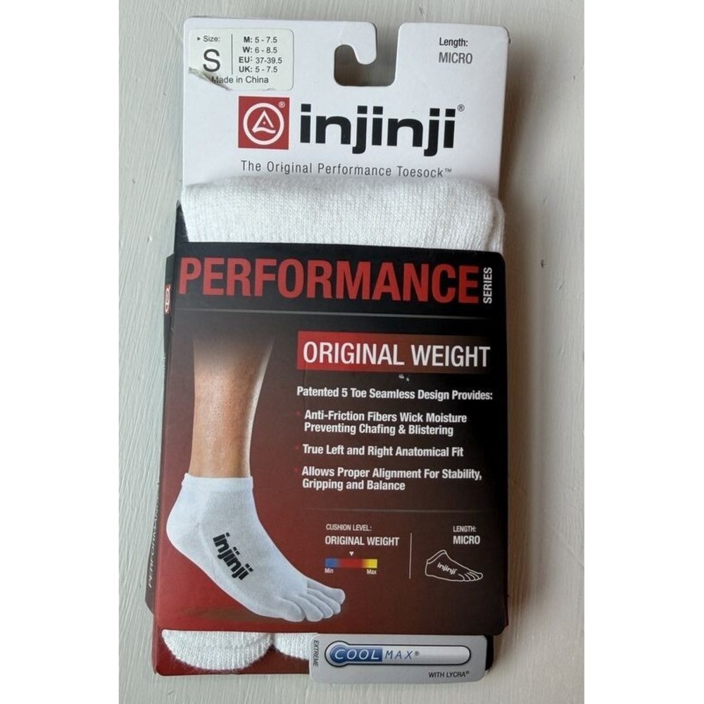Injinji PERFORMANCE Micro CREW TOE SOCKS Original Weight Coolmax Size S